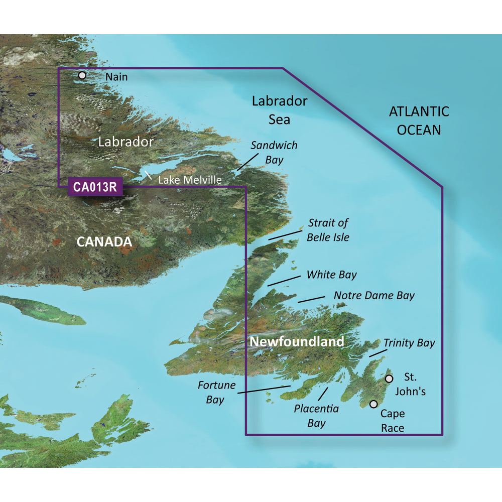 Garmin BlueChart g3 Vision VCA013R Labrador Coast Electronic Chart, Auto Guidance, 1 ft Contours, Satellite Imagery — Quality Boat Parts