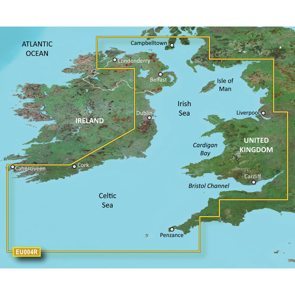 Garmin BlueChart Electronic Coastal Chart, Irish Sea, Auto Guidance, 1 ft Contours, Depth Range Shading, Shallow Water Shading — Quality Boat Parts