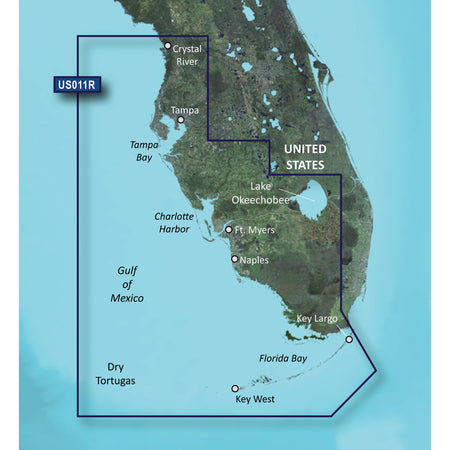 Garmin BlueChart g3 Vision HD Coastal Electronic Chart, VUS011R Southwest Florida, Crystal River to Key Largo, Auto Guidance, High-Resolution Shaded Relief, 1 ft Contours, Up to 10 Depth Ranges, Satellite Imagery, 3D Views, NOAA Raster Charts — Quality Boat Parts
