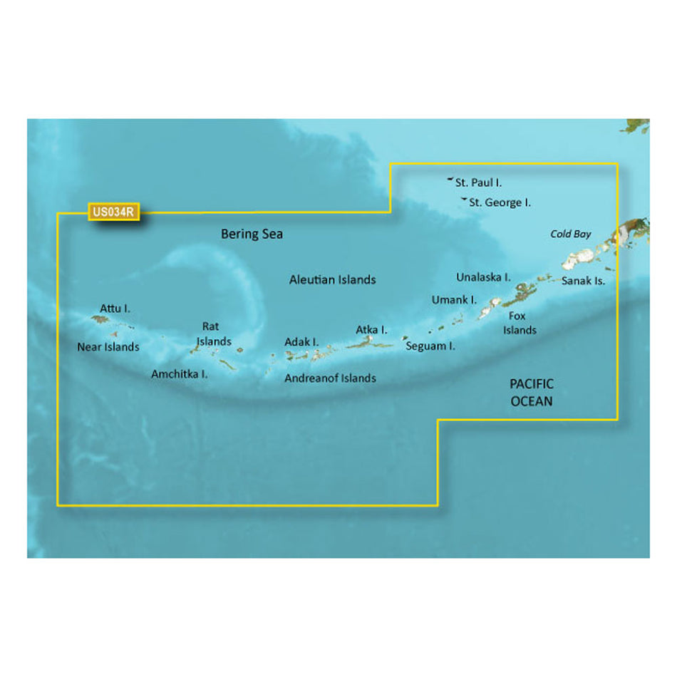 Garmin BlueChart g3 Vision HD Electronic Chart, VUS034R Aleutian Islands Coverage, Integrated Garmin and Navionics Data, Auto Guidance, High-Resolution Relief Shading, 1 ft Contours, High-Resolution Satellite Imagery, 3D Views — Quality Boat Parts