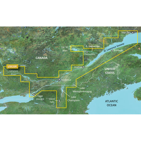 Garmin BlueChart g3 Vision HD Electronic Chart, VUS020R St. Lawrence Seaway, Integrated Garmin/Navionics Data, Auto Guidance, High-Resolution Relief Shading, Up to 1-ft Contours — Quality Boat Parts