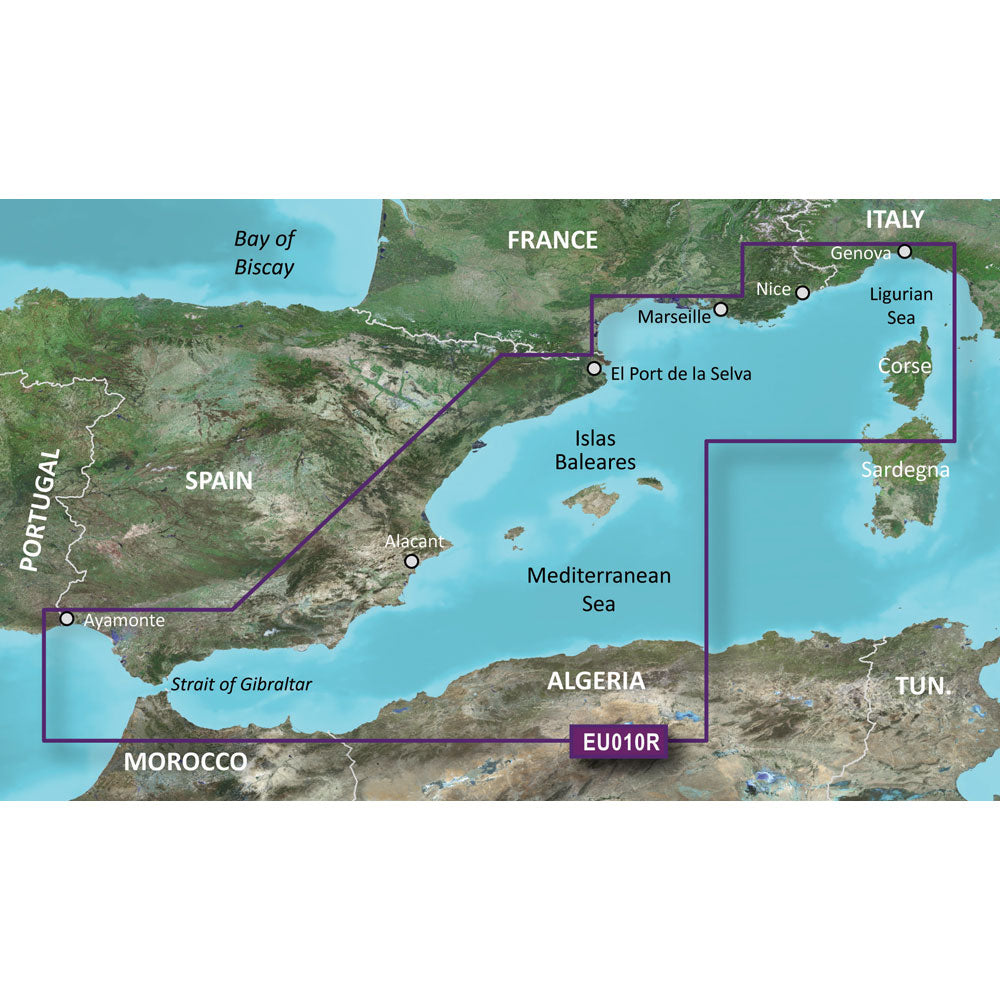 Garmin BlueChart HD Coastal Chart, Spain Mediterranean Coast, Auto Guidance — Quality Boat Parts