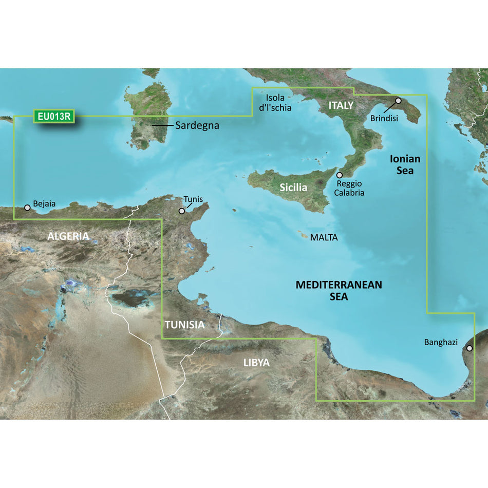 Garmin BlueChart Coastal Chart, Italy Southwest & Tunisia, Auto Guidance — Quality Boat Parts