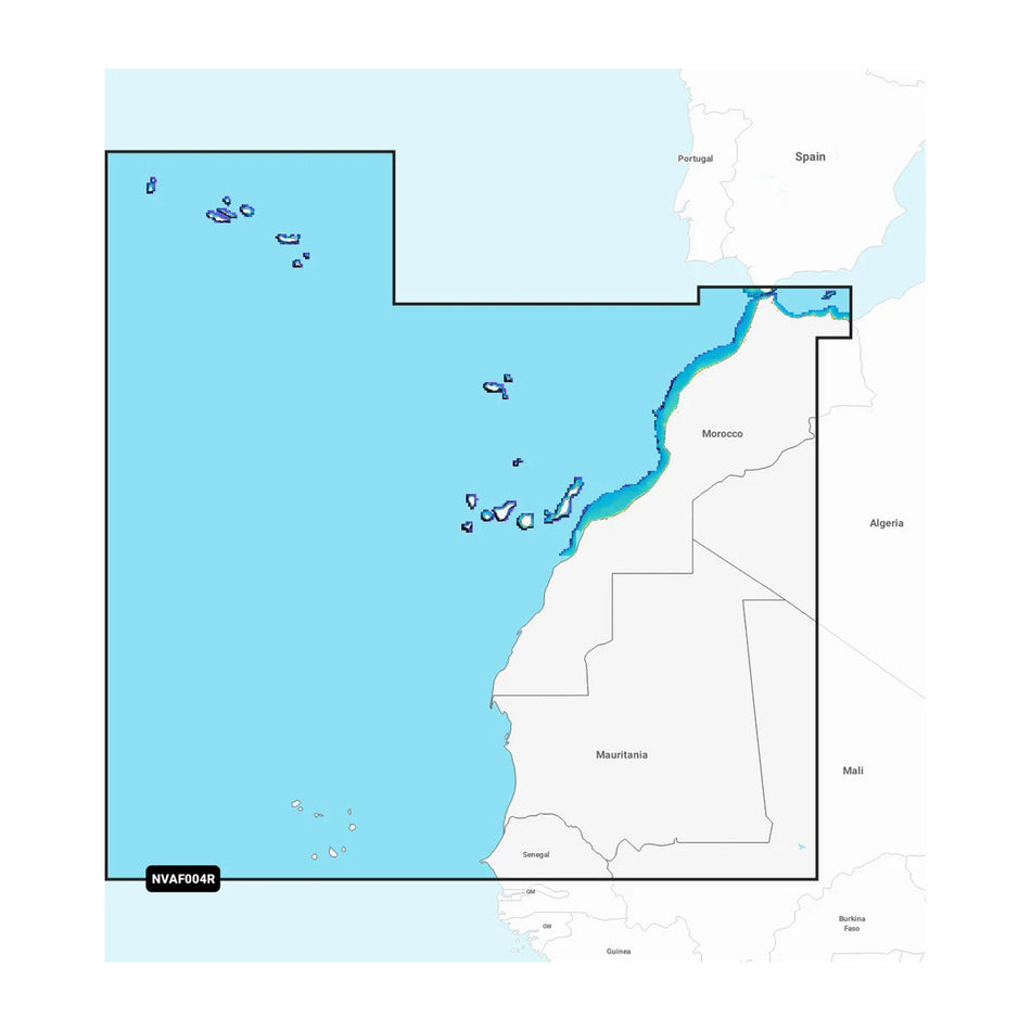 Garmin Navionics Marine Chart, Africa Northwest, 1-Year Subscription, Daily Updates, Auto Guidance+, 1 ft Contours — Quality Boat Parts