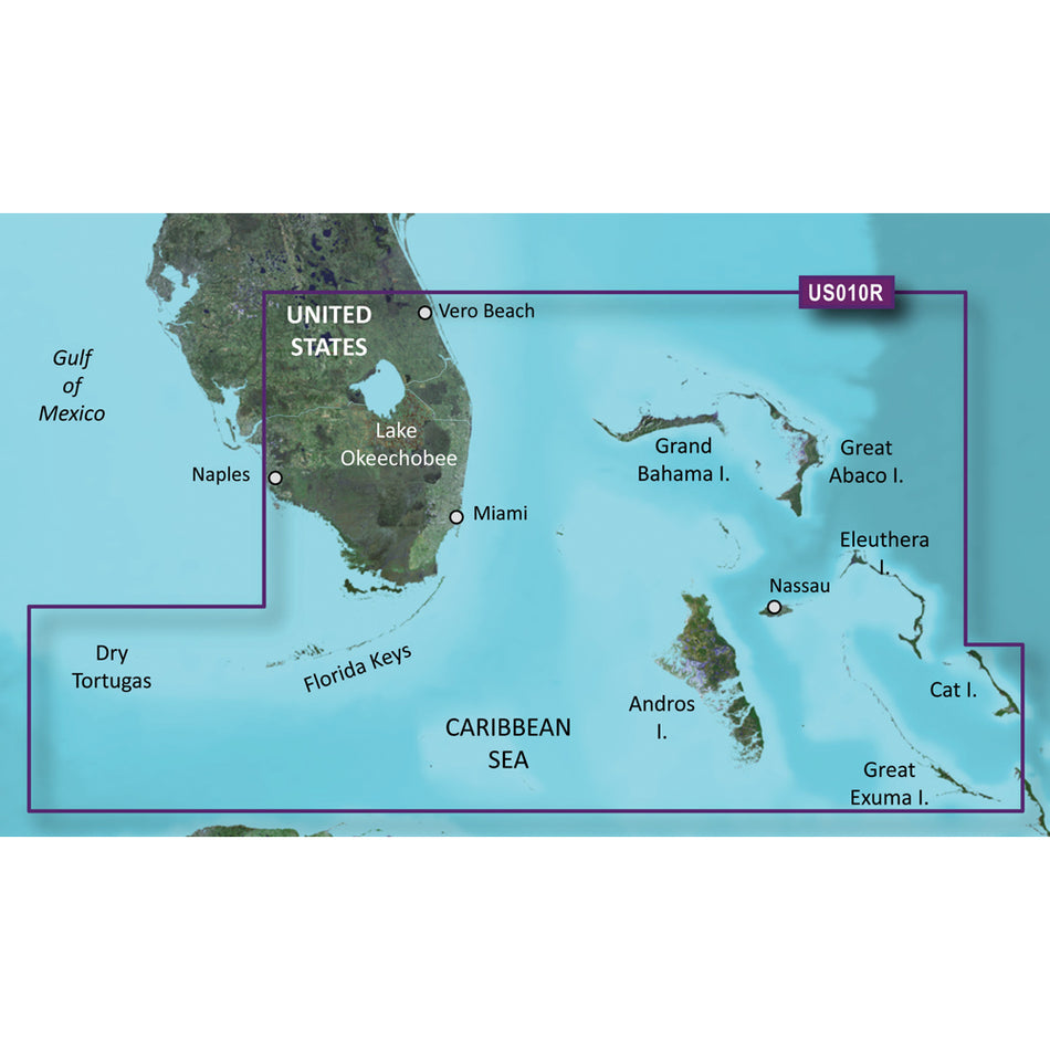 Garmin BlueChart g3 Vision HD VUS010R Electronic Chart, South Florida and North Bahamas, Auto Guidance, Relief Shading, 1 ft Contours, 3D Views, Satellite Imagery — Quality Boat Parts