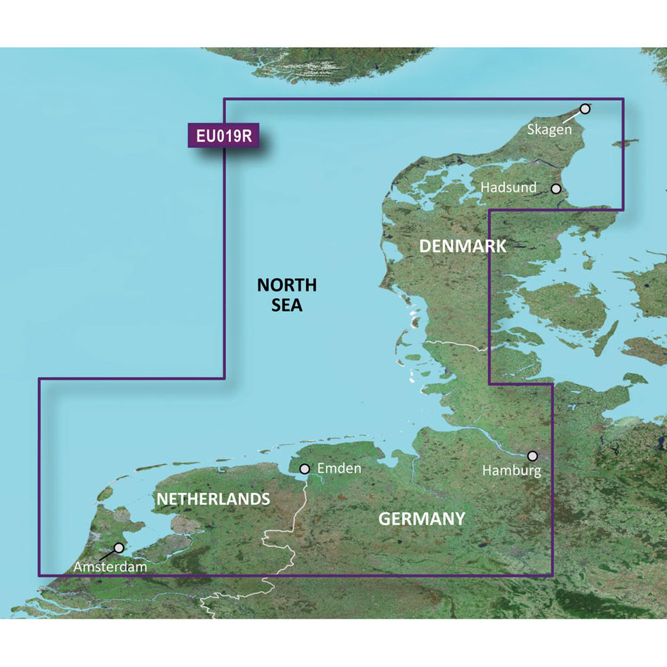 Garmin BlueChart Coastal & Inland Chart, North Sea Aalborg to Amsterdam, Auto Guidance — Quality Boat Parts