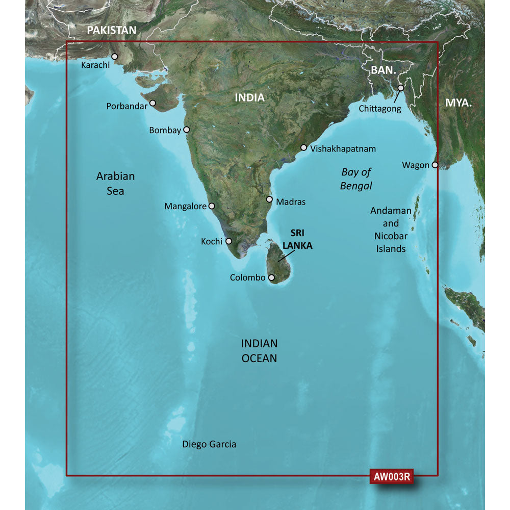 Garmin BlueChart g3 Coastal Marine Chart, Indian Subcontinent — Quality Boat Parts