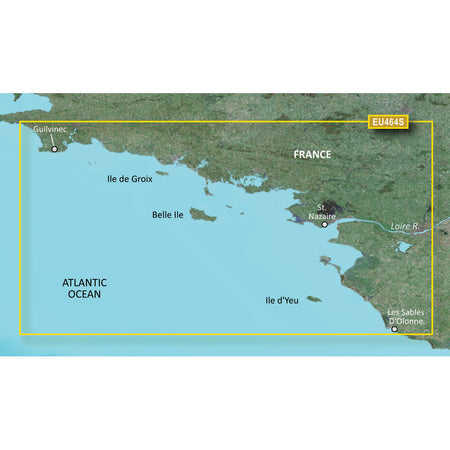 Garmin BlueChart g3 Vision HD VEU464S Electronic Chart, Penmarch to Les Sables d'Olonne, Garmin and Navionics Content, Auto Guidance, 1 ft Contours, High-Resolution Satellite Imagery, FishEye View, MarinerEye View, Aerial Photography — Quality Boat Parts