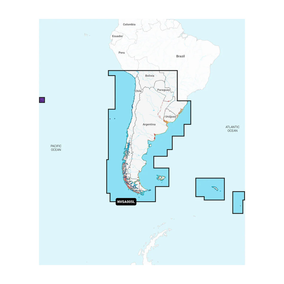 Garmin Navionics Marine Chart, For Garmin Chartplotters, Chile Argentina & Easter Island, 1-Year Subscription — Quality Boat Parts