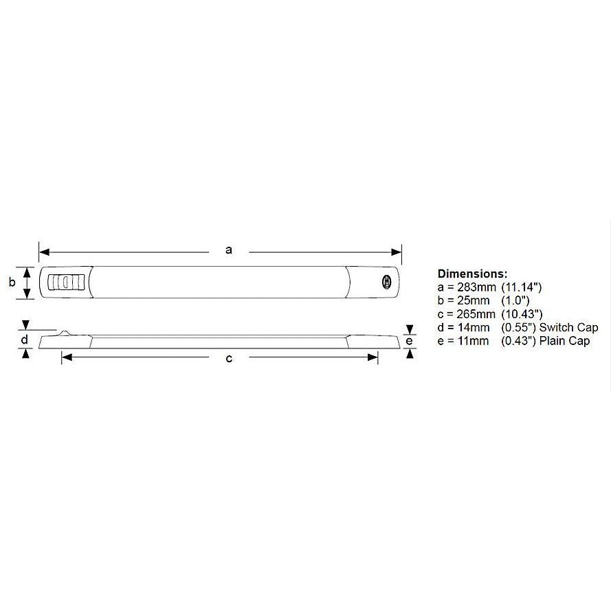 Hella Marine LED Surface Mount Strip Lamp, IP67, 283 x 25mm, 500mm Tinned Cable — Quality Boat Parts