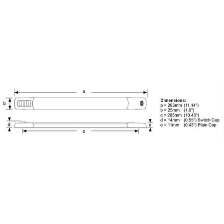 Hella Marine LED Surface Mount Strip Lamp, IP67, 283 x 25mm, 500mm Tinned Cable — Quality Boat Parts