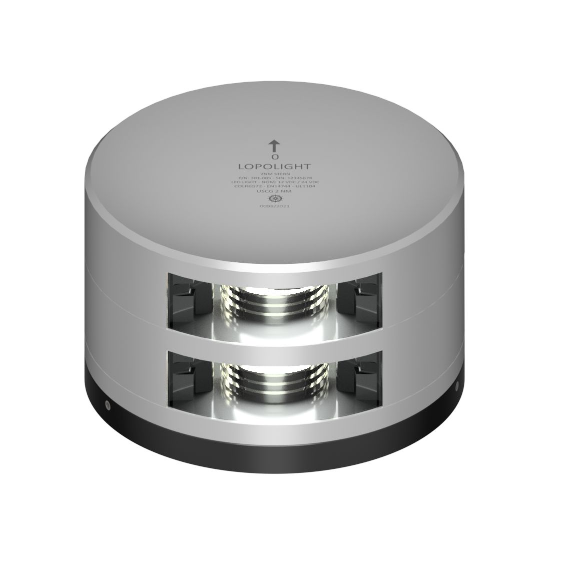 Lopolight 301-005 Series Stern Navigation Light, LED, 2NM, 135° White, Horizontal Mount, FB POM Flat Base, 10-32VDC, IP68 — Quality Boat Parts
