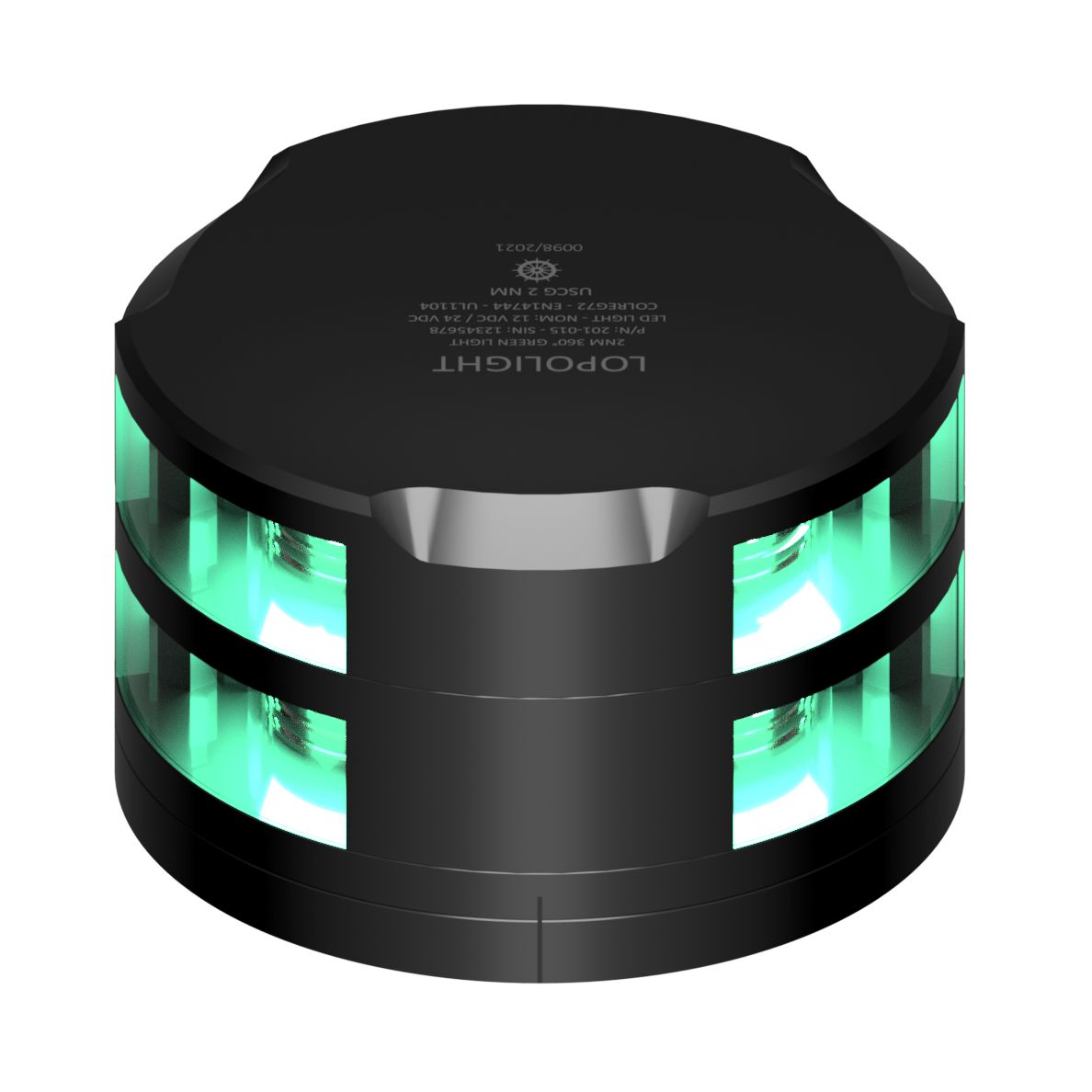 Lopolight 360° Green Navigation Light, 2nm, Horizontal Mount, IP68 — Quality Boat Parts