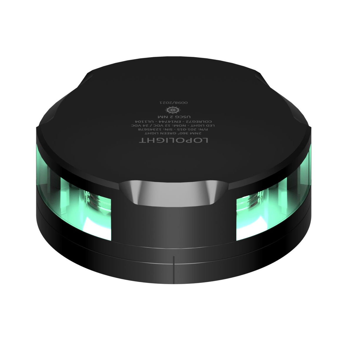 Lopolight 360° Green Navigation Light, 2nm, Horizontal Mount, IP68 — Quality Boat Parts