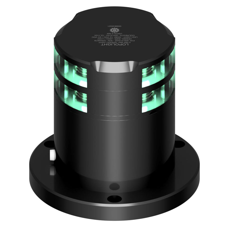 Lopolight PRO 360 Deg Green Navigation Light, 2 NM, Ex Zone 1/2, 10-32VDC, IP68 — Quality Boat Parts