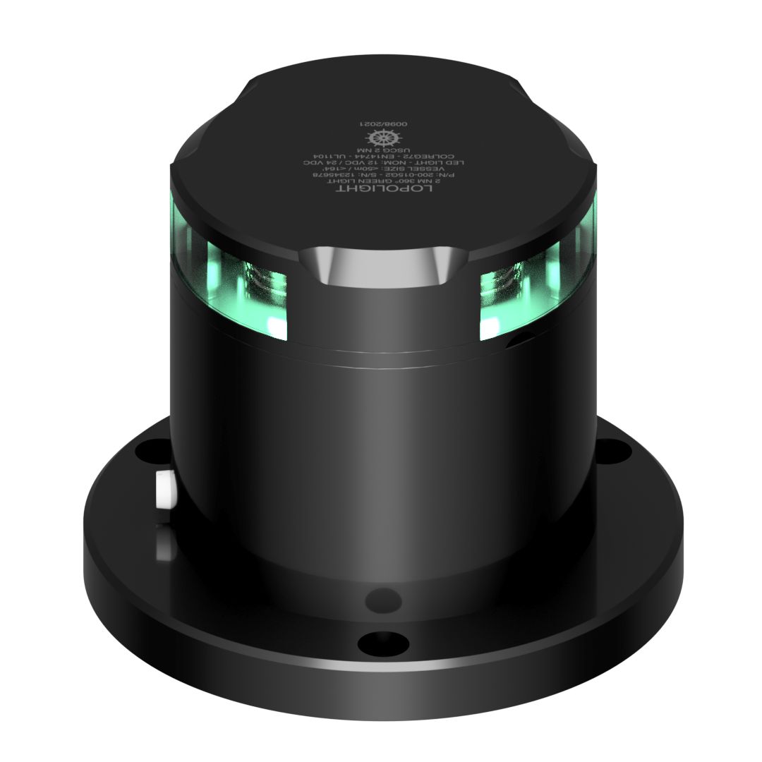 Lopolight PRO 360 Deg Green Navigation Light, 2 NM, Ex Zone 1/2, 10-32VDC, IP68 — Quality Boat Parts