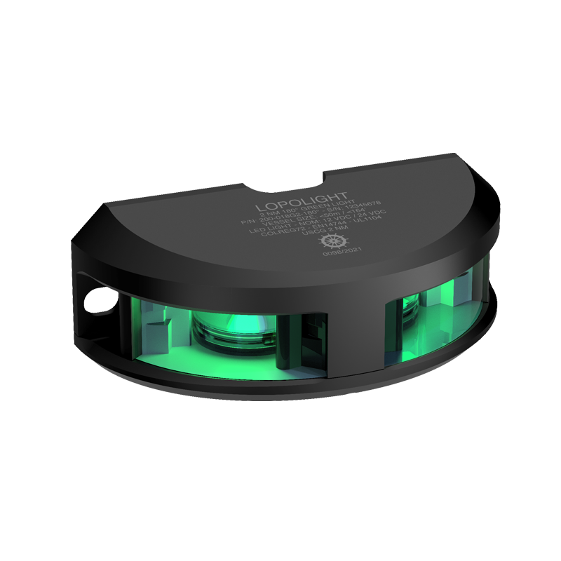 Lopolight 200-018 180 Deg LED Navigation Light, Green Light, 2nm, Vertical Mount, 10-32VDC, IP68, Anodized Aluminum, COLREG72, USCG — Quality Boat Parts