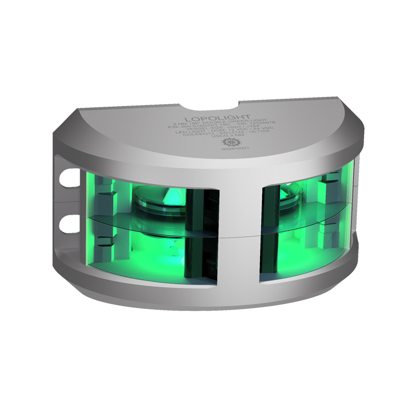 Lopolight 200-018 180 Deg LED Navigation Light, Green Light, 2nm, Vertical Mount, 10-32VDC, IP68, Anodized Aluminum, COLREG72, USCG — Quality Boat Parts