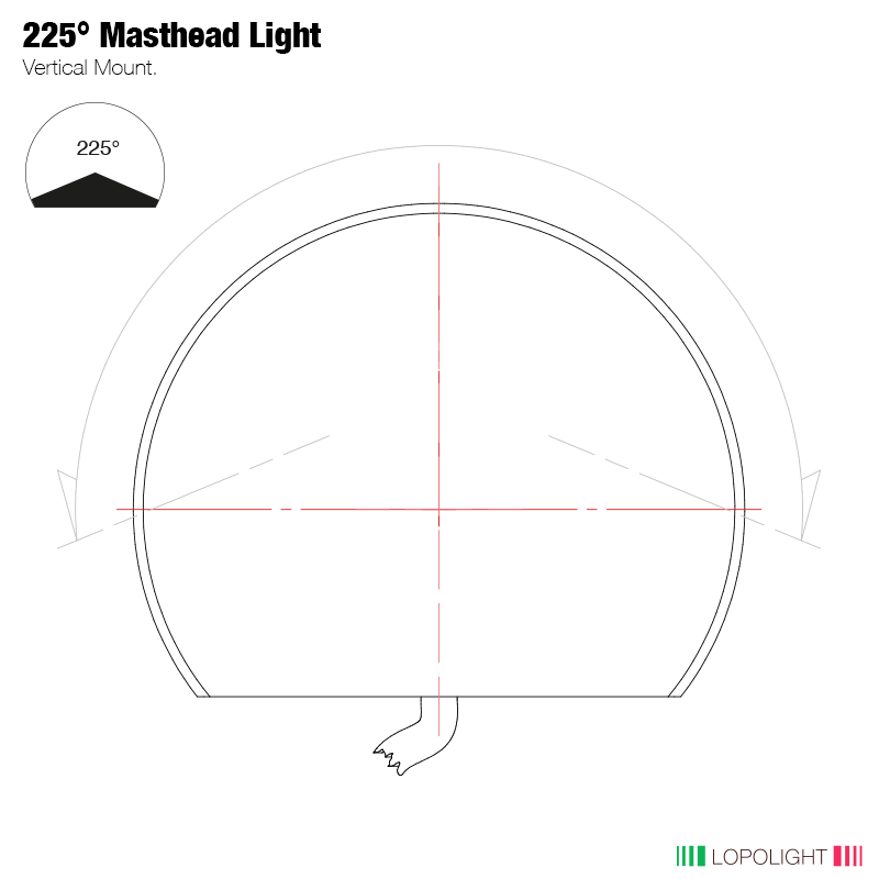 Lopolight Series 301 Masthead Navigation Light, 5 NM, 225 Deg, 10-32VDC, IP68, Vertical Mount — Quality Boat Parts