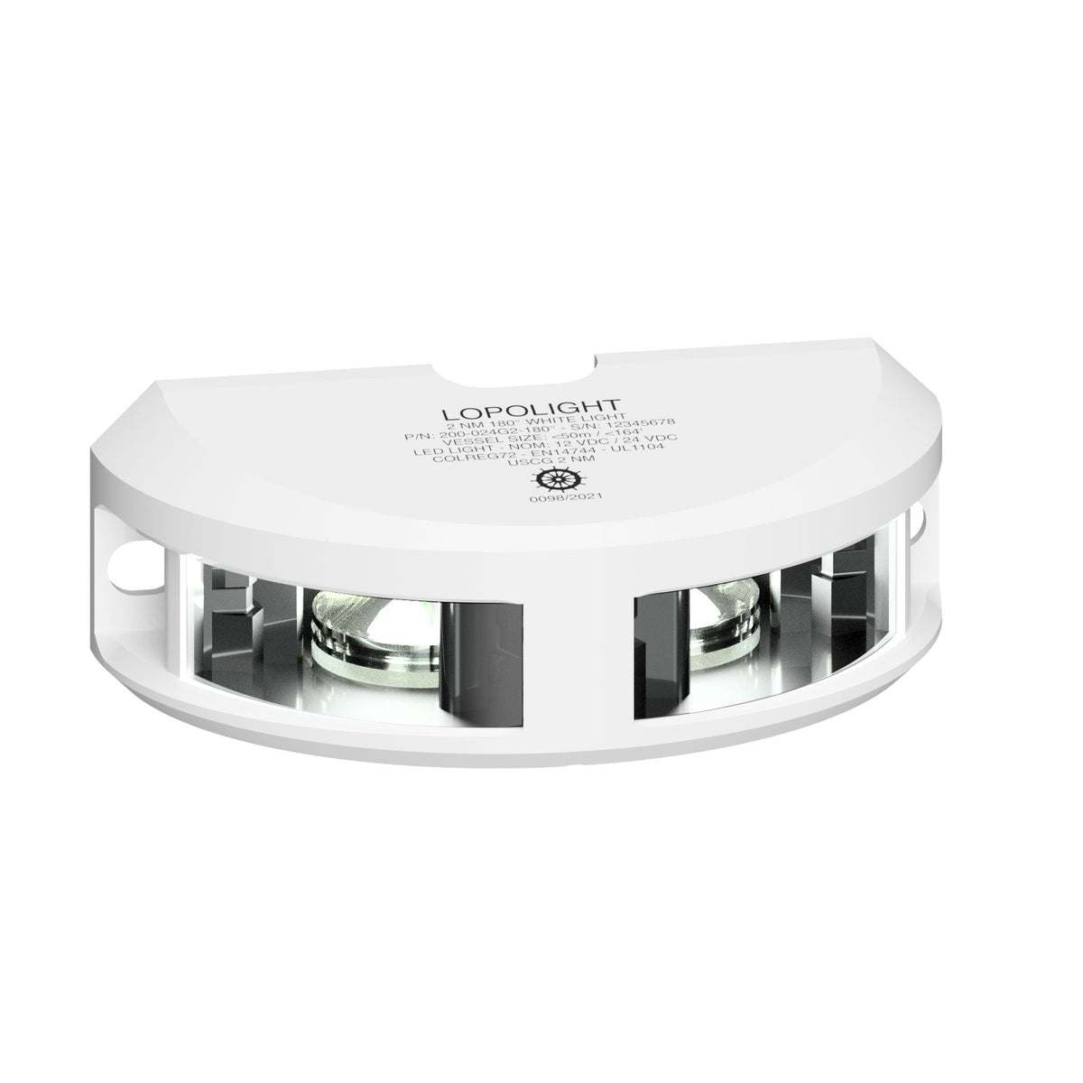 Lopolight Series 200-024 180 Deg White LED Navigation Light, 2NM, Vertical Mount, For Vessels Under 50m, 10-32VDC, IP68, COLREG72, USCG — Quality Boat Parts