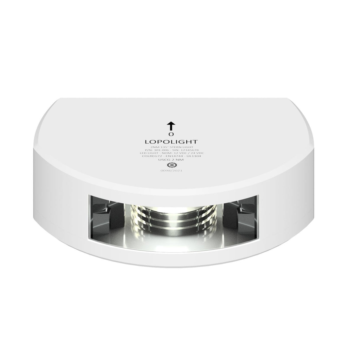 Lopolight LED Stern Light, 2 NM, Vertical Mount, 10-32VDC, IP68 — Quality Boat Parts