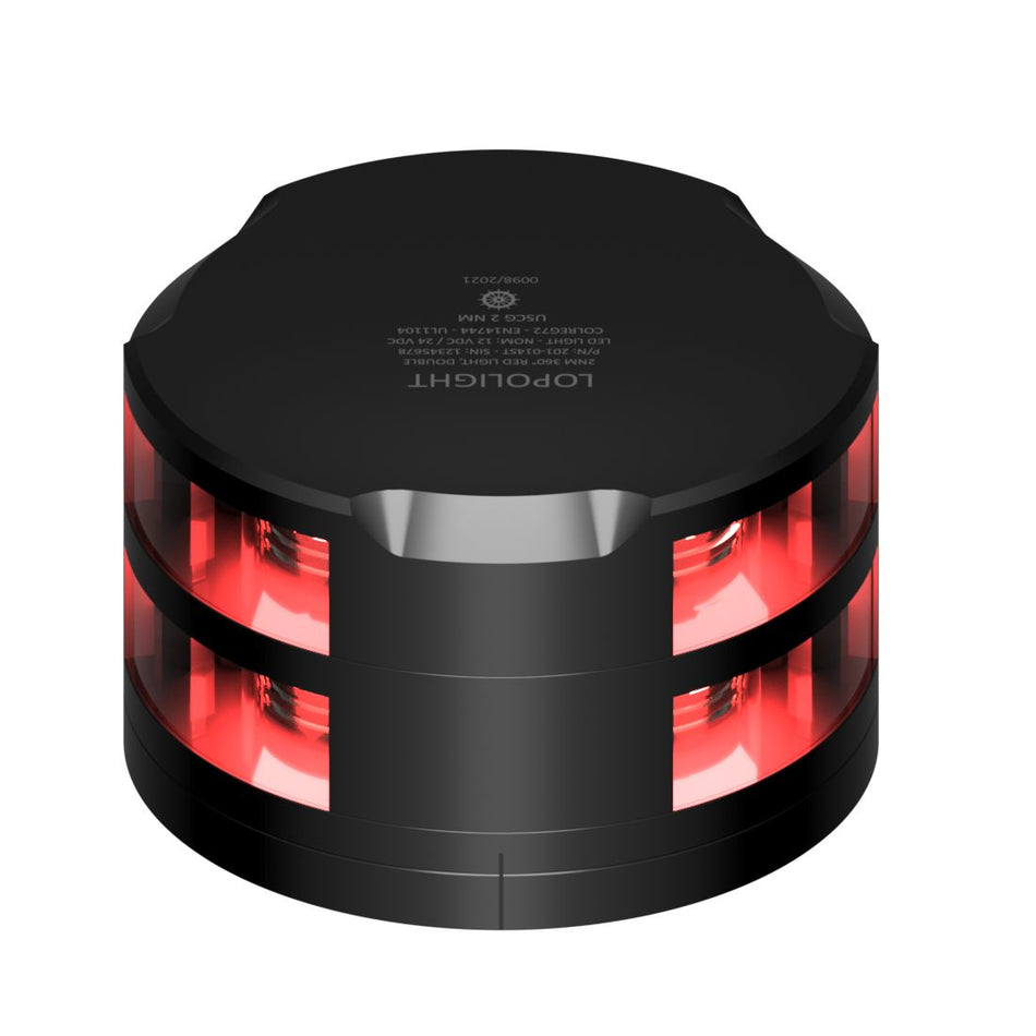 Lopolight 201-014 2NM 360° Red Navigation Light, Flat Base, 10-32VDC, IP68 — Quality Boat Parts