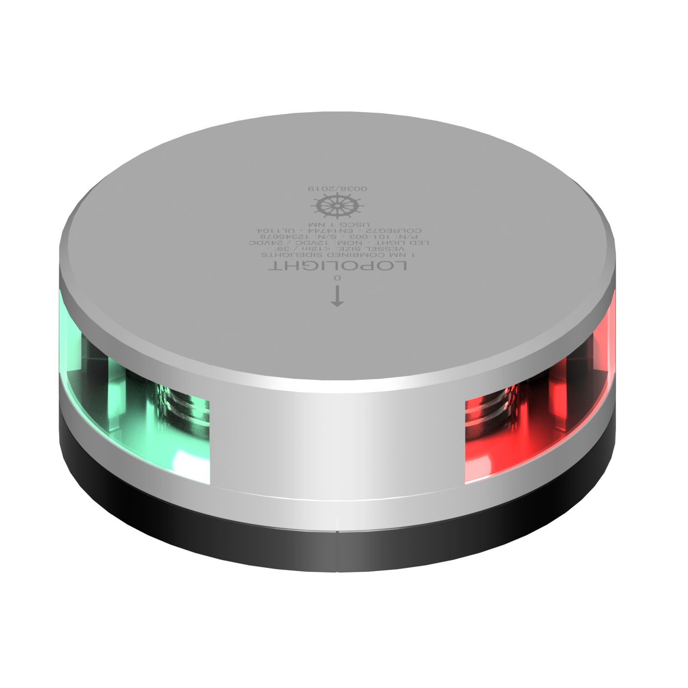 Lopolight 201-003 2 NM Combined Port/Starboard Sidelight, Red/Green, 10-32VDC, IP68 — Quality Boat Parts