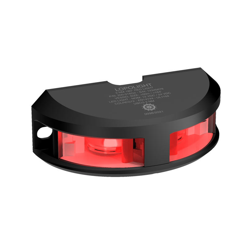 Lopolight Series 200-016 G2 180 Deg Red LED Navigation Light, For Vessels to 50m, 2NM, Vertical Mount, 10-32V DC, IP68 — Quality Boat Parts