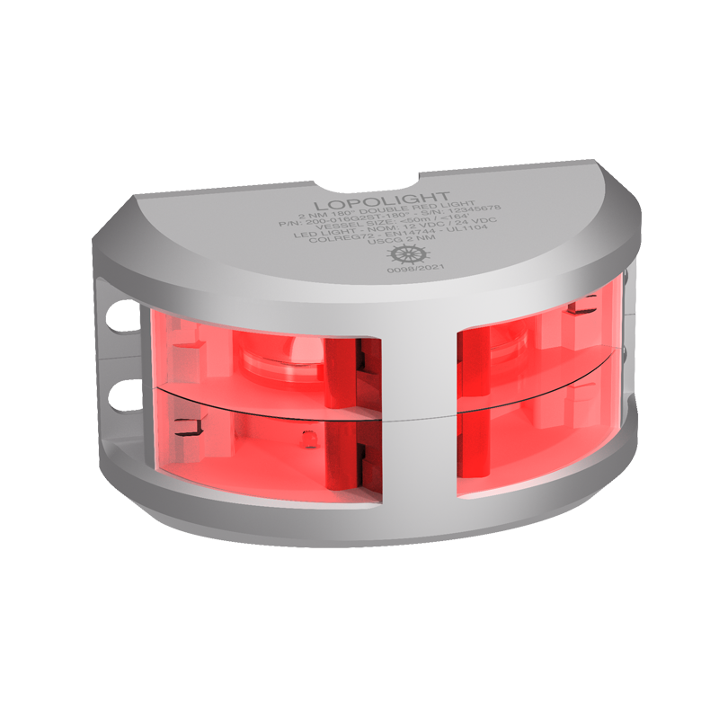 Lopolight Series 200-016 G2 180 Deg Red LED Navigation Light, For Vessels to 50m, 2NM, Vertical Mount, 10-32V DC, IP68 — Quality Boat Parts