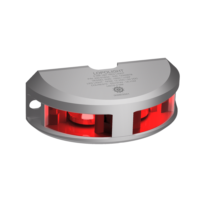 Lopolight Series 200-016 G2 180 Deg Red LED Navigation Light, For Vessels to 50m, 2NM, Vertical Mount, 10-32V DC, IP68 — Quality Boat Parts