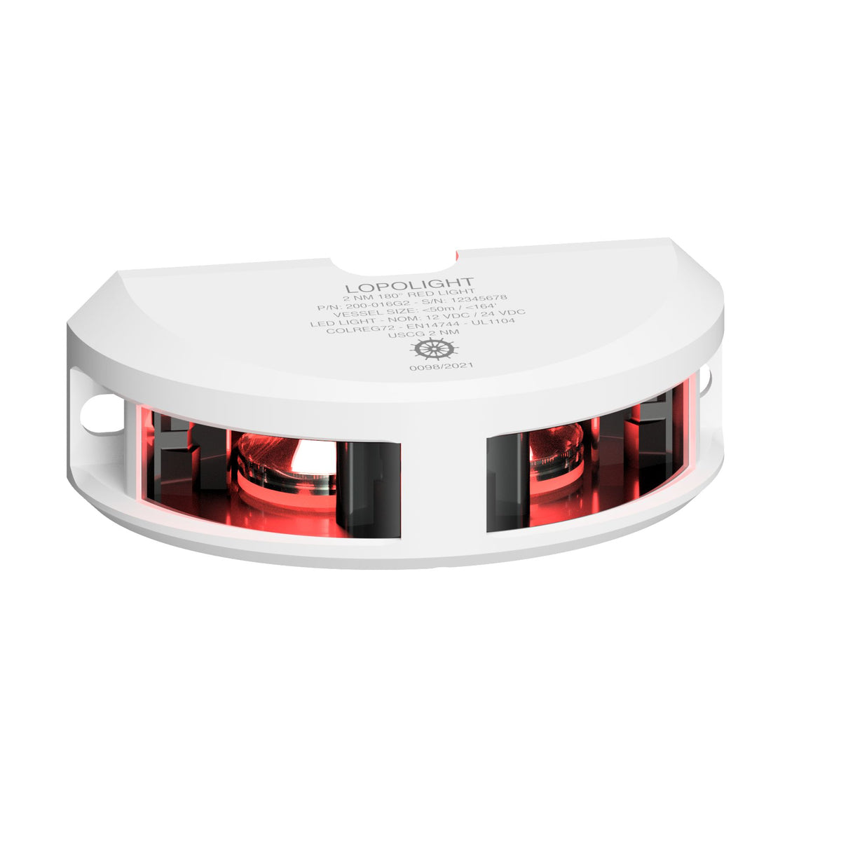Lopolight Series 200-016 G2 180 Deg Red LED Navigation Light, For Vessels to 50m, 2NM, Vertical Mount, 10-32V DC, IP68 — Quality Boat Parts