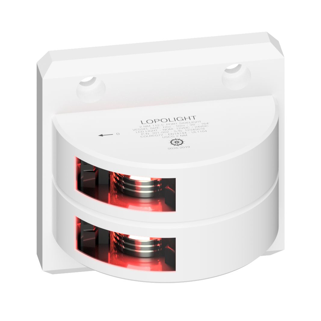 Lopolight 301-102 Port Sidelight, Vertical Mount, 3 NM, 10-32VDC — Quality Boat Parts