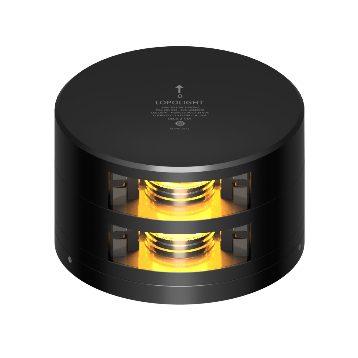 Lopolight 201-013 Towing Light, 2NM, 135° Yellow Light, 10-32VDC, IP68, FB Flat Base — Quality Boat Parts