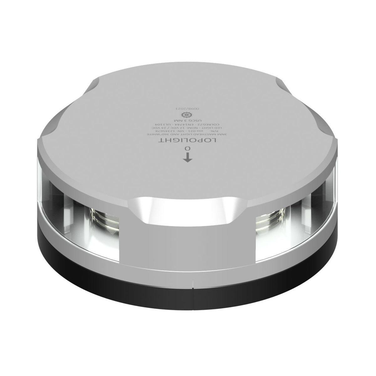 Lopolight 201-021 Masthead/Stern/Anchor Light, For 12-20m Vessels, 3 NM, 10-32VDC, IP68, Horizontal Mount, White Light — Quality Boat Parts