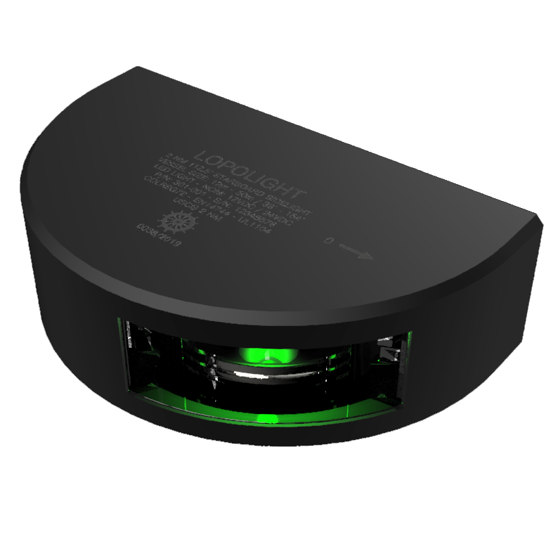 Lopolight Series 301-001 Starboard Sidelight, 2NM, 10-32V, IP68, Vertical Mount, LED — Quality Boat Parts