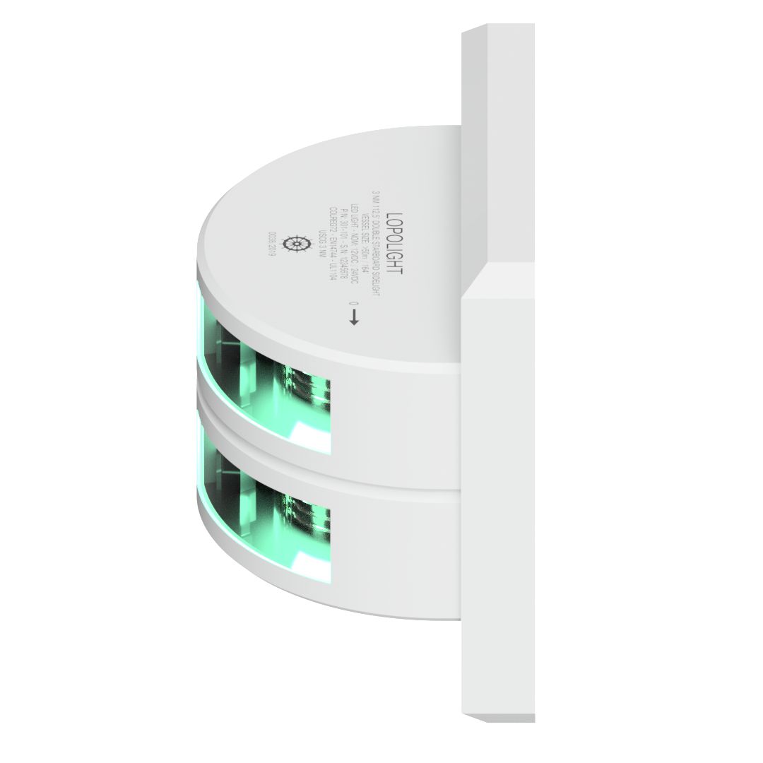 Lopolight Series 301-001 Starboard Sidelight, 2NM, 10-32V, IP68, Vertical Mount, LED — Quality Boat Parts