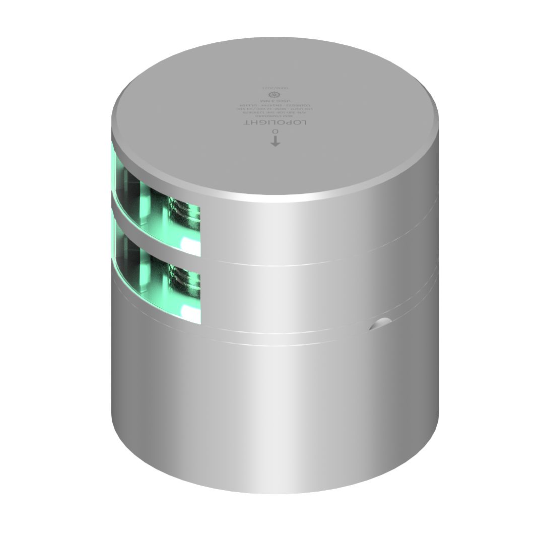 Lopolight Series 301-108 LED Green Starboard Sidelight, For Vessels Over 50m, 3NM Visibility, 112.5° Sector, Horizontal Mount, 10-32VDC, IP68 — Quality Boat Parts