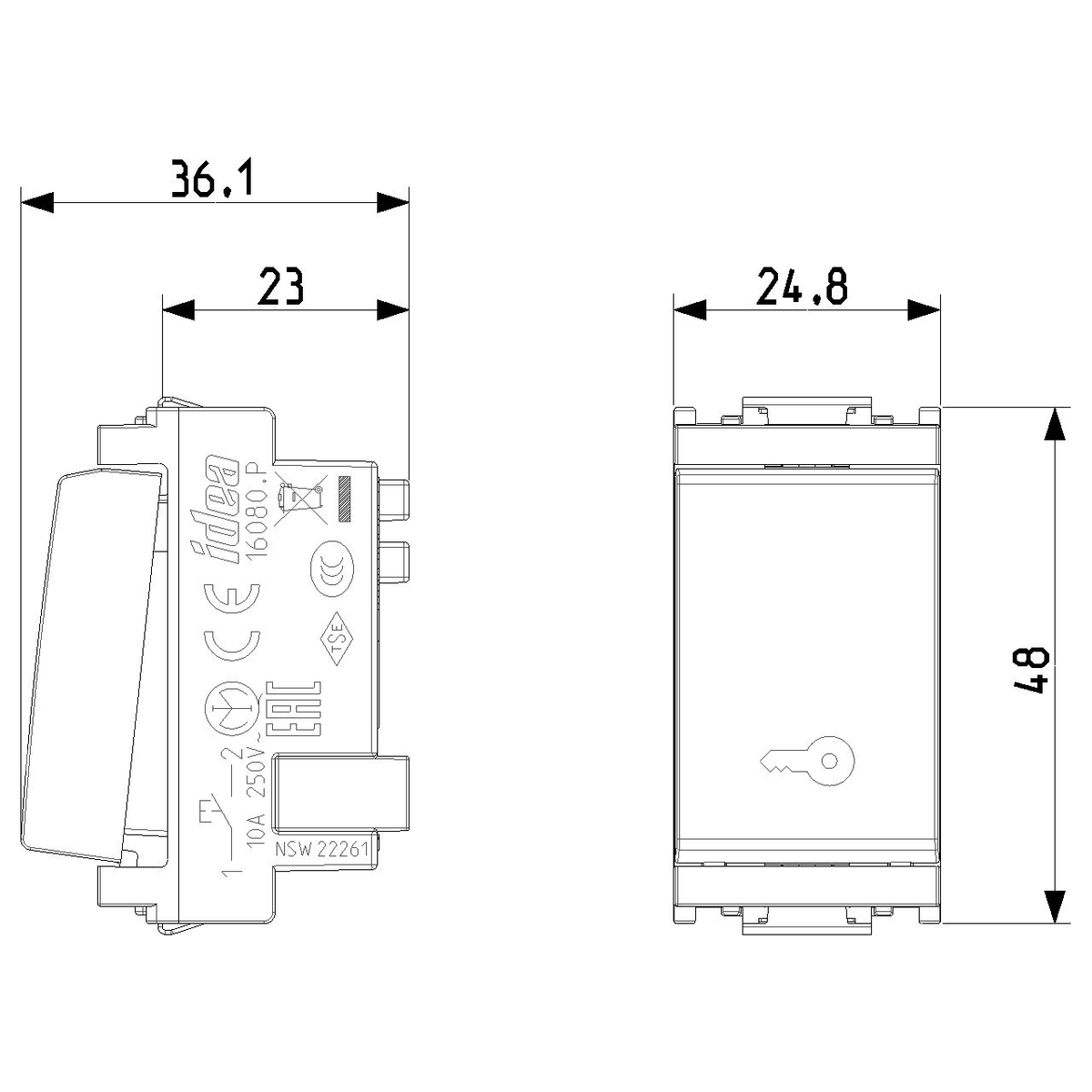 Vimar Idea Push Button Switch, 1P NO, 10A 250V, IP40, Flush Mount — Quality Boat Parts