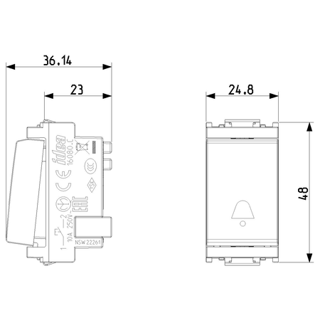 Vimar Idea Push Button Switch, 1P NO, 10A 250V, IP40, Flush Mount — Quality Boat Parts
