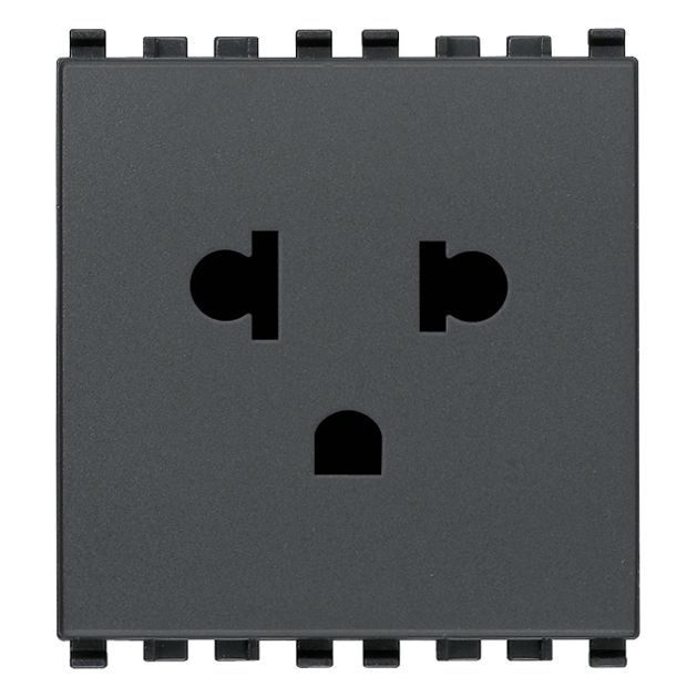 Vimar Eikon USA+EU SICURY Socket Outlet, 2P+E, 16A 250V, 2-Module, Flush Mount, IP20 — Quality Boat Parts