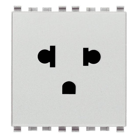 Vimar Eikon USA+EU SICURY Socket Outlet, 2P+E, 16A 250V, 2-Module, Flush Mount, IP20 — Quality Boat Parts