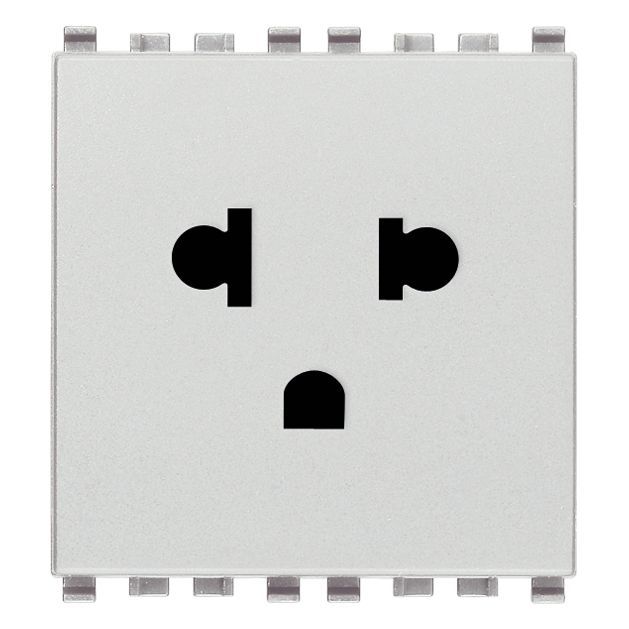 Vimar Eikon USA+EU SICURY Socket Outlet, 2P+E, 16A 250V, 2-Module, Flush Mount, IP20 — Quality Boat Parts