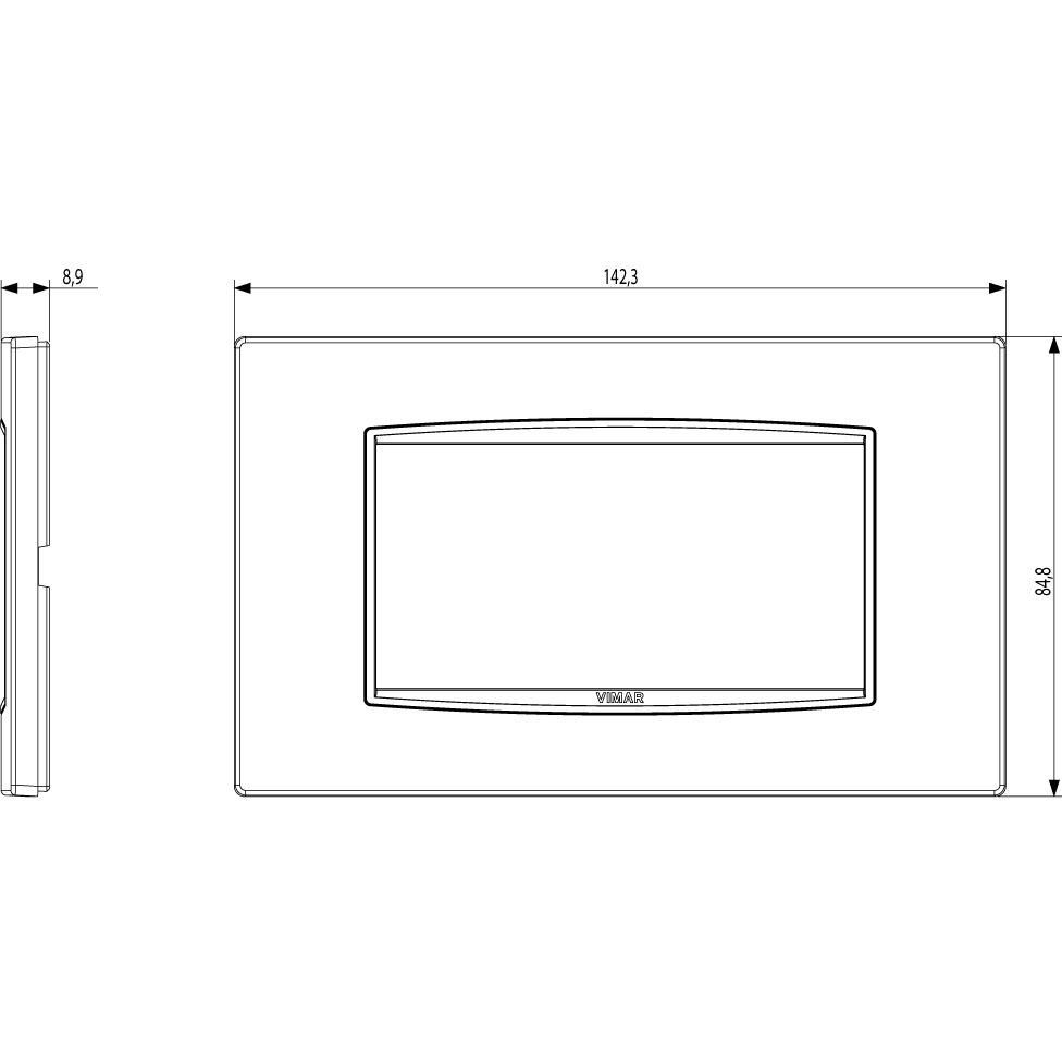 Vimar Eikon Classic 4-Module Cover Plate, For 21614 Mounting Frame, 142.3 x 84.8 x 8.9 mm, IP00, Clamp Mounting, Horizontal/Vertical Orientation — Quality Boat Parts
