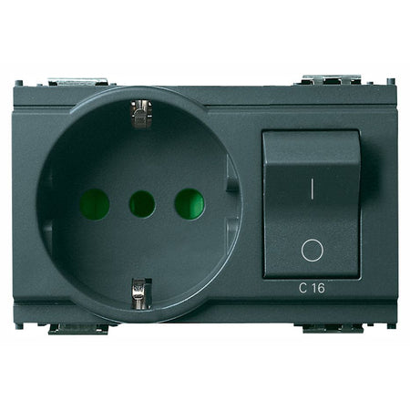Vimar Idea SICURY Italian P30 Socket Outlet, 2P+E 16A 250V, 1P+N C16 Circuit Breaker, 3-Module, IP20 — Quality Boat Parts