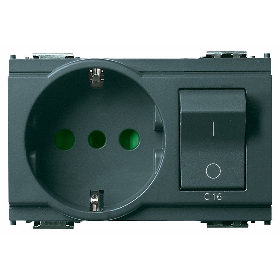 Vimar Idea SICURY Italian P30 Socket Outlet, 2P+E 16A 250V, 1P+N C16 Circuit Breaker, 3-Module, IP20 — Quality Boat Parts