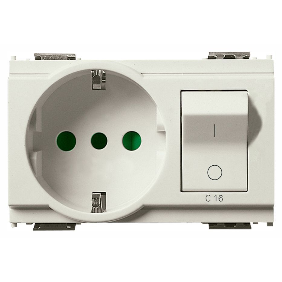 Vimar Idea SICURY Italian P30 Socket Outlet, 2P+E 16A 250V, 1P+N C16 Circuit Breaker, 3-Module, IP20 — Quality Boat Parts