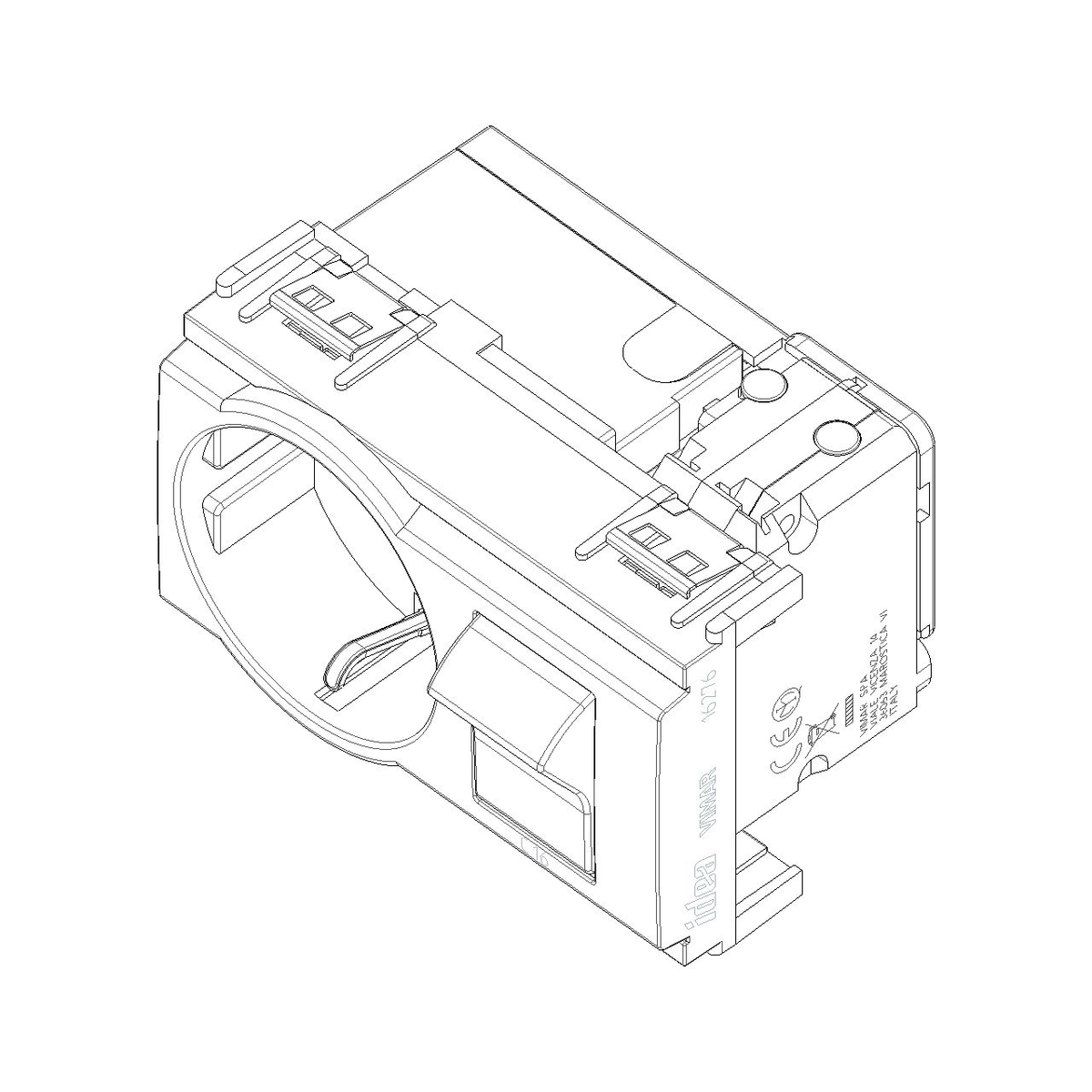 Vimar Idea SICURY Italian P30 Socket Outlet, 2P+E 16A 250V, 1P+N C16 Circuit Breaker, 3-Module, IP20 — Quality Boat Parts