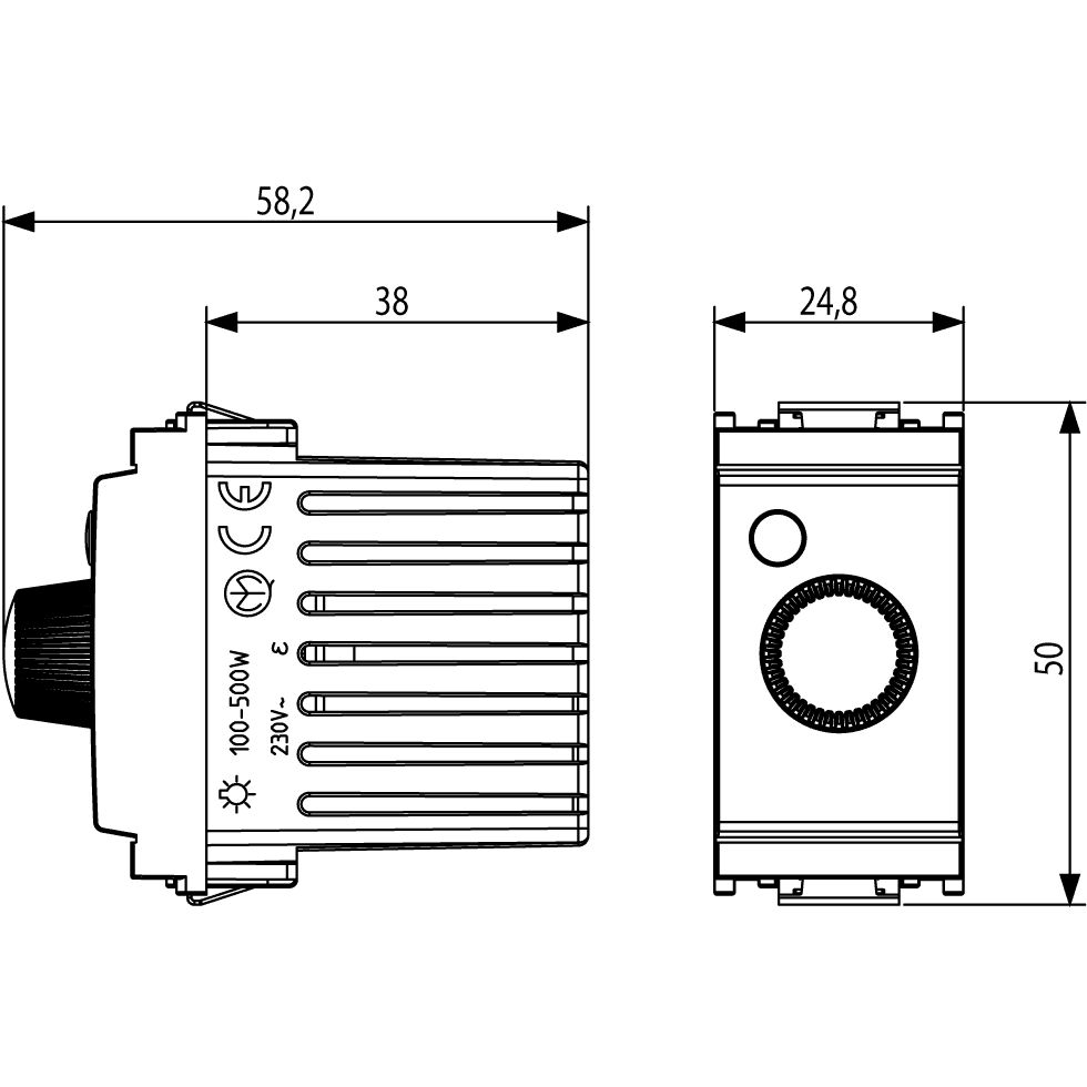 Vimar Idea Rotary Dimmer, 230V 100-500W, Incandescent/Halogen Lamps — Quality Boat Parts