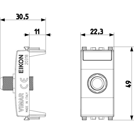 Vimar Eikon F-Type Female Coaxial Socket Outlet, 2400 MHz, End Socket — Quality Boat Parts
