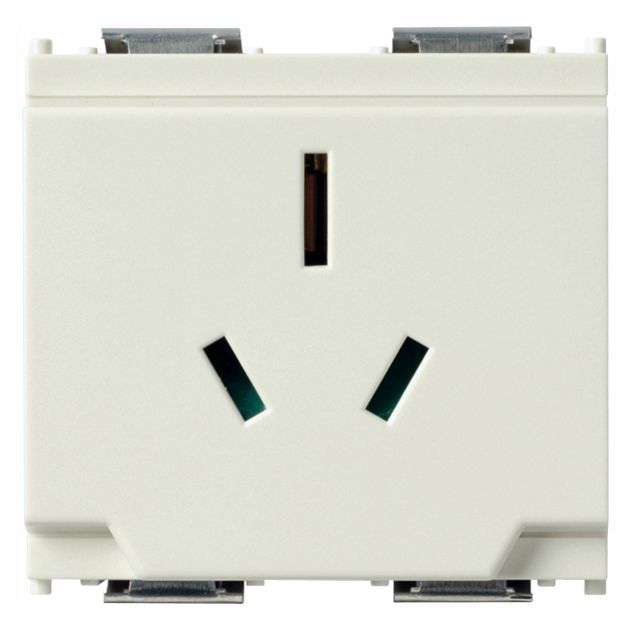 Vimar Idea SICURY Australian Socket Outlet, AS/NZS 3112, 2P+E, 15A 250V, 2 Modules, IP20 — Quality Boat Parts